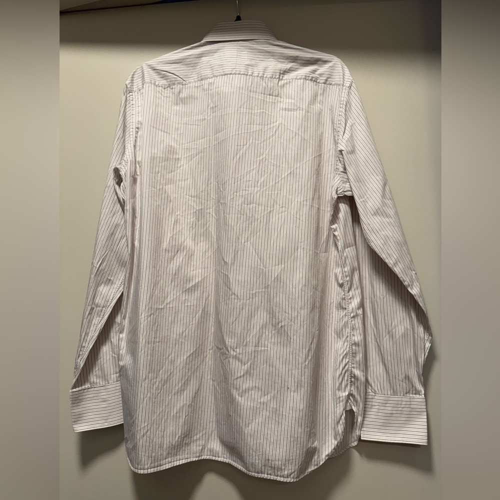 Ermenegildo Zegna White and Gray Striped Dress Shirt Size 16 - Picture 3 of 6